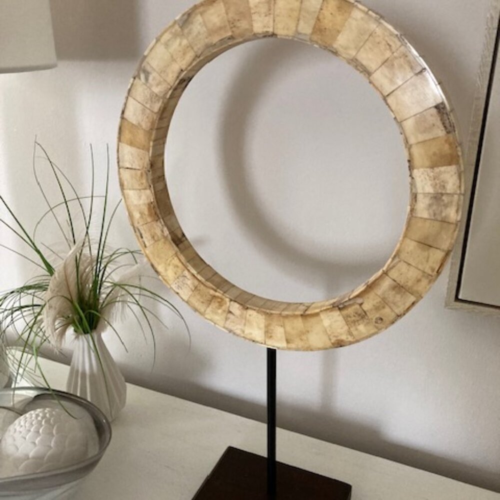 DECORATIVE RING MOSAIC mounted on WOOD STAND